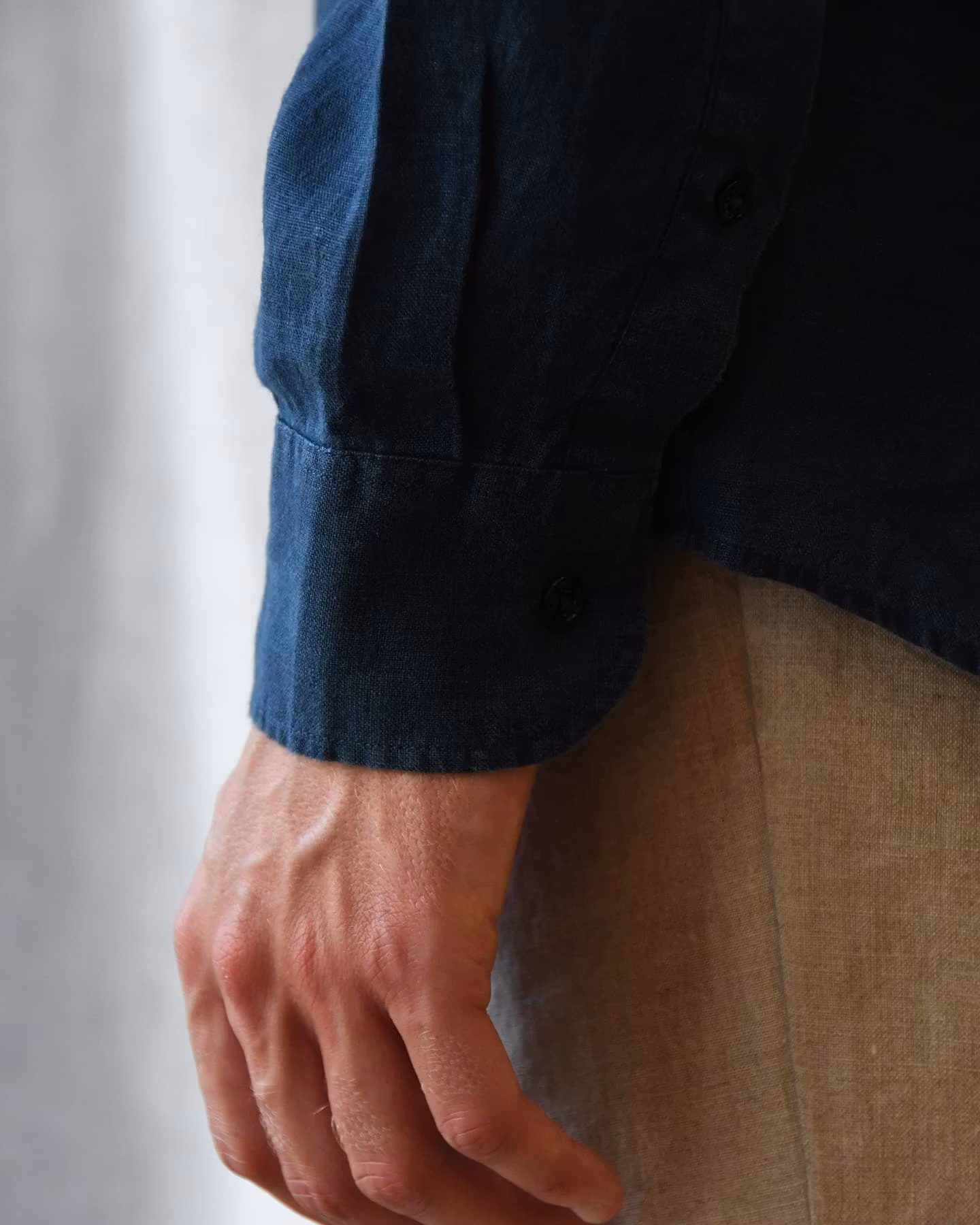 Porlamar navy – linneskjorta med krage