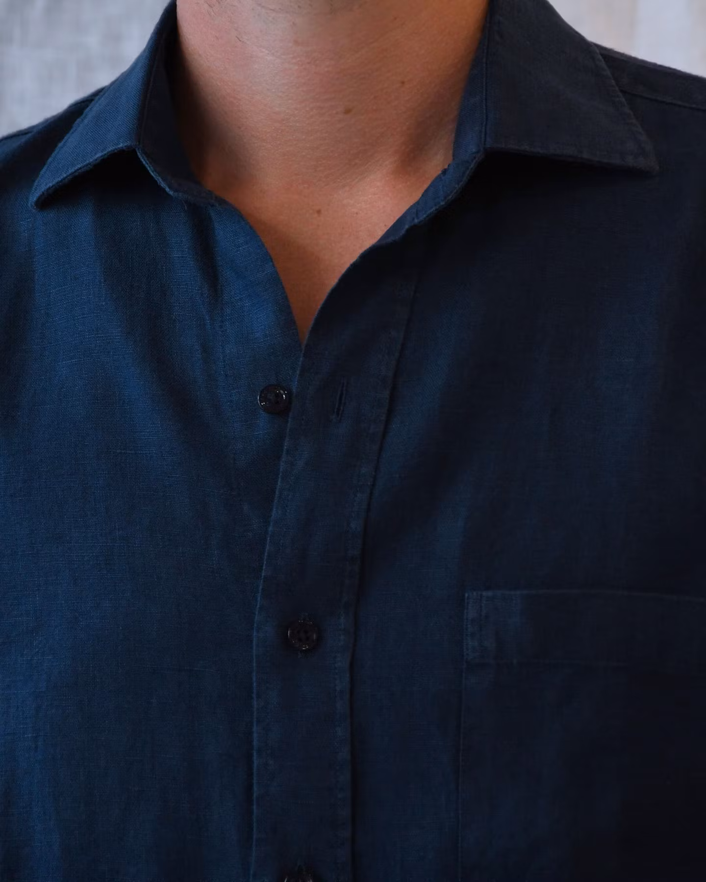 Porlamar navy – linneskjorta med krage