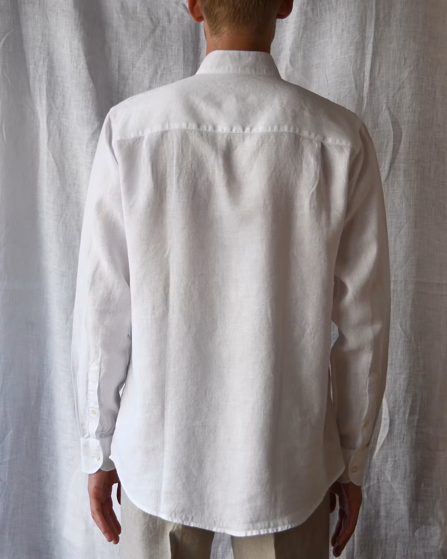 Porlamar vit – linneskjorta utan krage