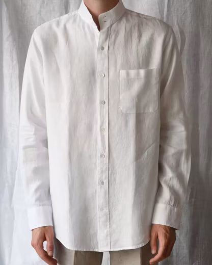 Porlamar vit – linneskjorta utan krage