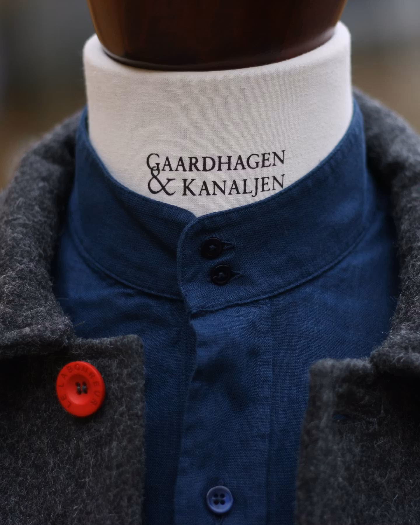 Porlamar navy – linneskjorta utan krage