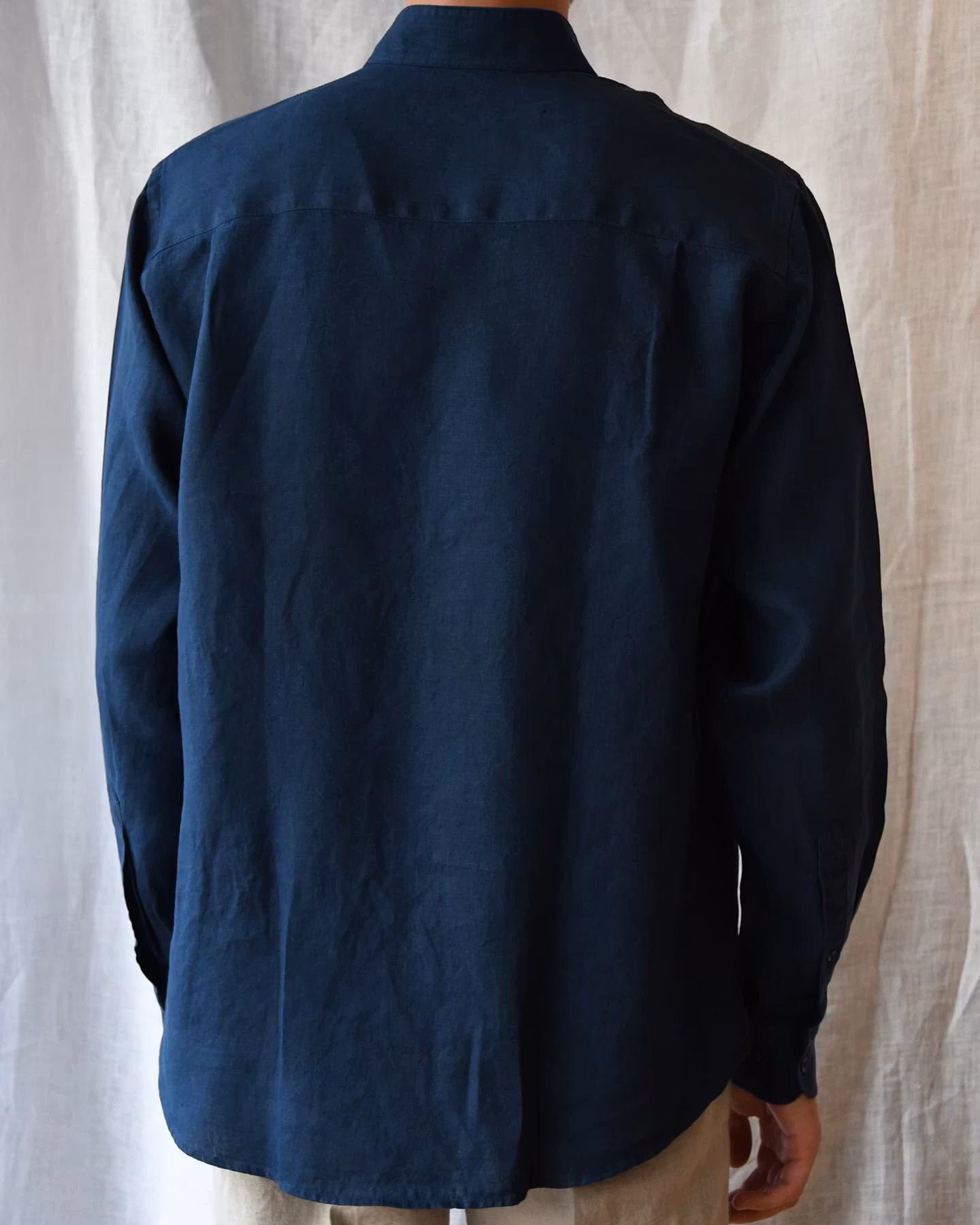 Porlamar navy – linneskjorta utan krage