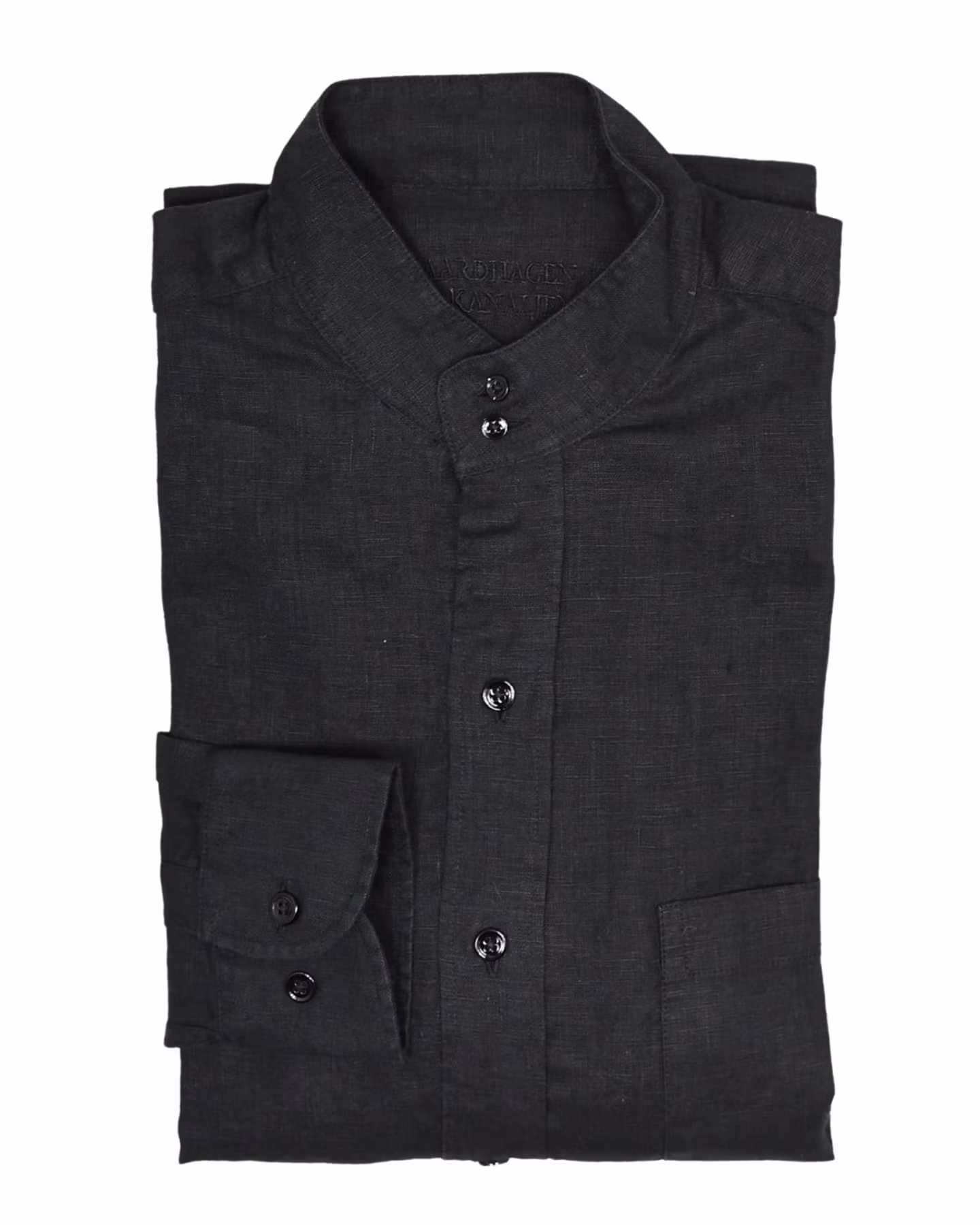 Porlamar svart – linneskjorta utan krage