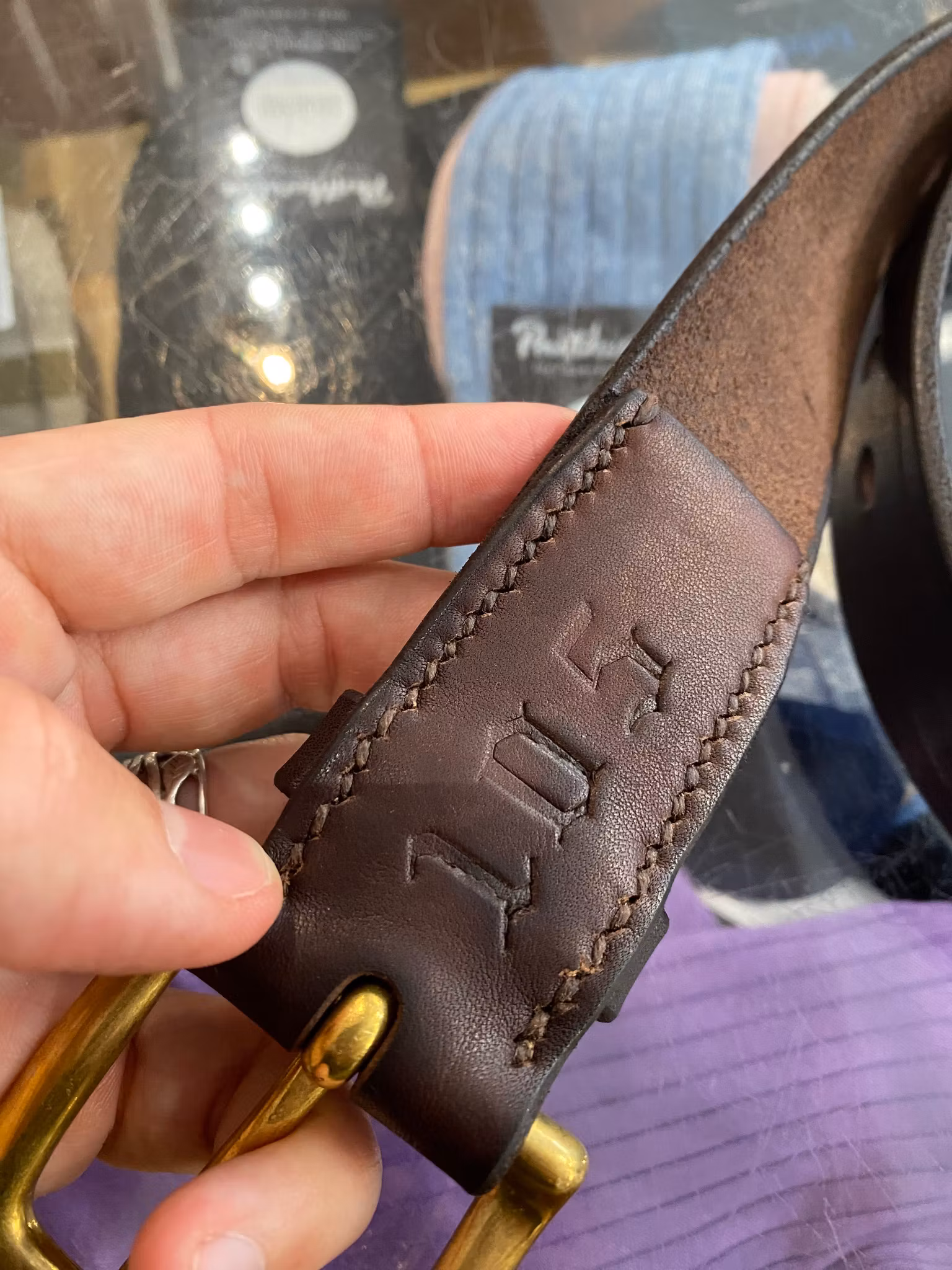 Leather belt dark brown