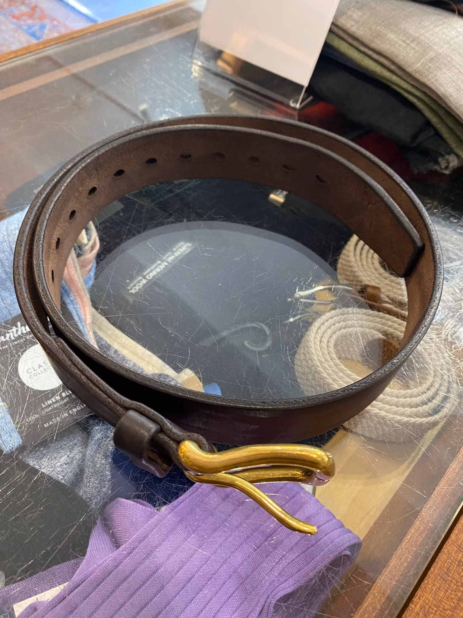 Leather belt dark brown