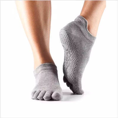 Yogastrumpor Fulltoe Low Rise Grip Heather Grey - ToeSox