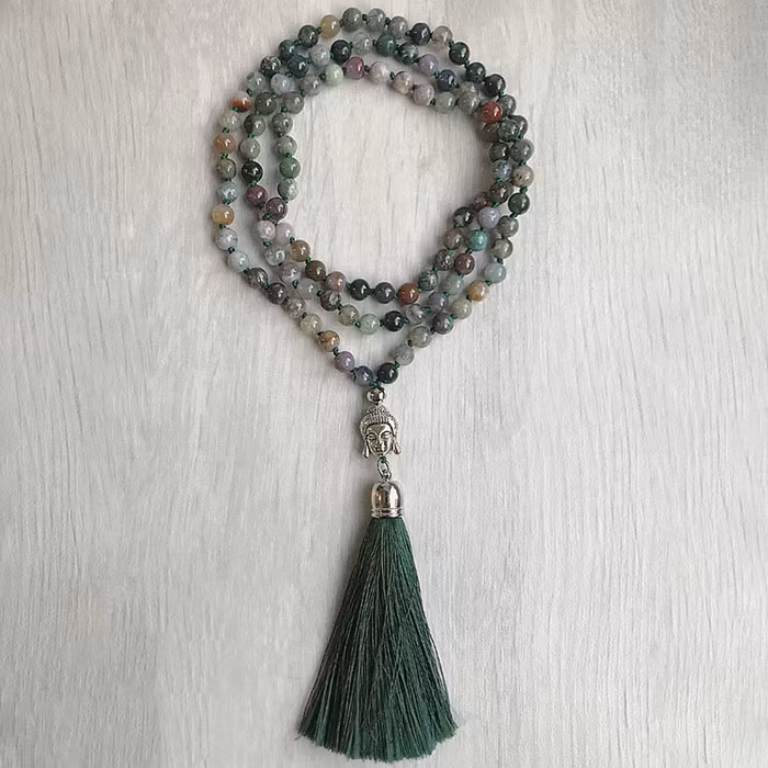 KAMPANJ! Mala halsband Buddha + armband Indian Agate - Nouelle
