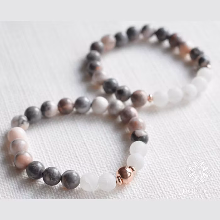 Stenarmband 2st Confidence Agat & Rosa Jaspis - Nouelle