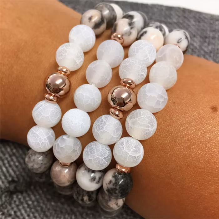 Stenarmband 2st Confidence Agat & Rosa Jaspis - Nouelle