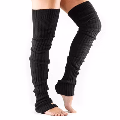 Benvärmare Thigh High Black - ToeSox