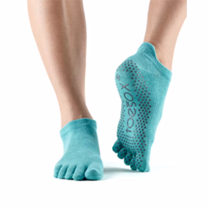 Yogastrumpor Fulltoe Low Rise Grip Aqua - Toesox
