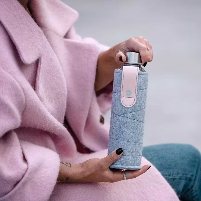 Vattenflaska Mismatch Pink Breeze i glas - Equa