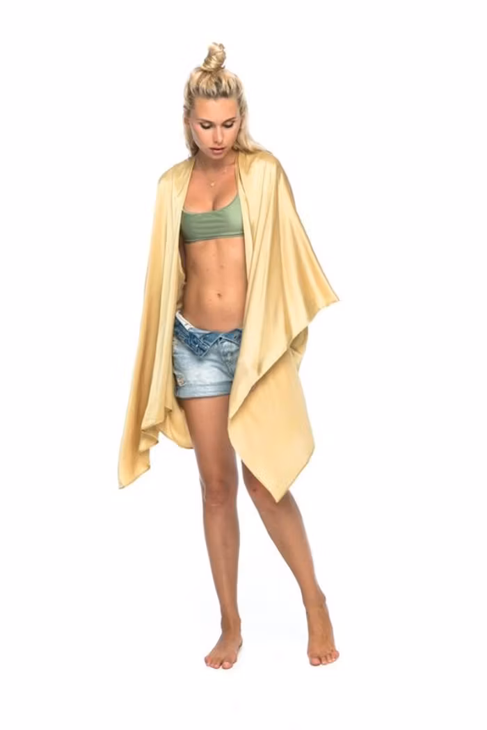 Luxe silk kimono short "Golden goddess" - Warriors of the divine