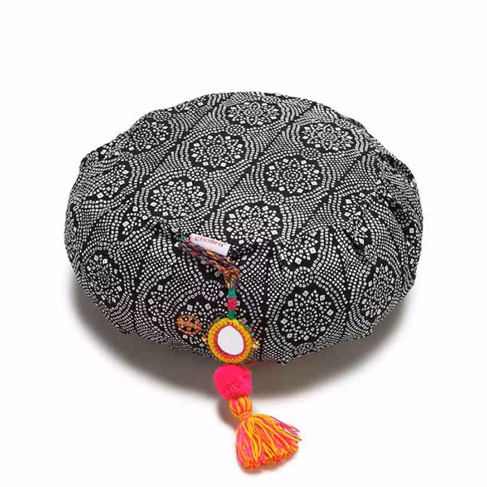 Meditationskudde Chattra Zafu "Black Bandhani" - Chattra
