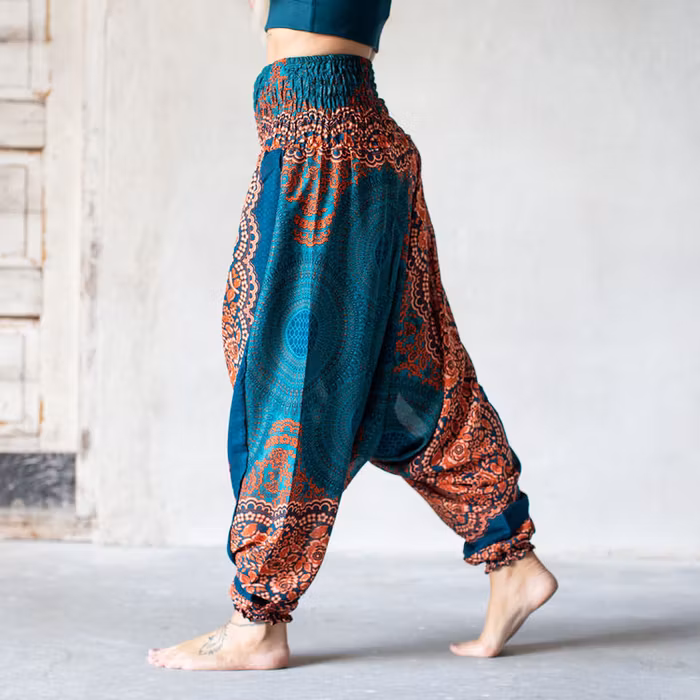 Haremsbyxa nr. 7 Turkos cirklar/orange - Bohemian Harem