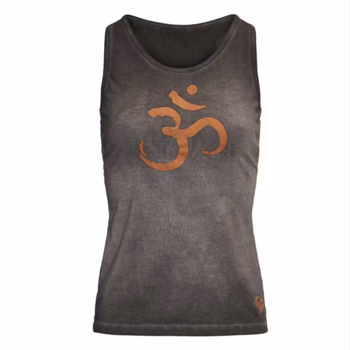 Yogatopp/linne OM Off black - Urban Goddess