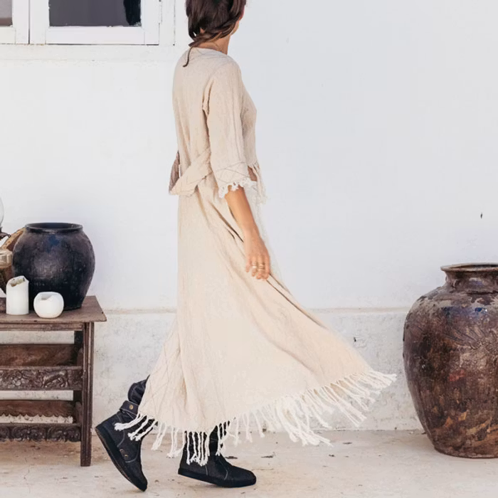 Khadi kimono long Natural - Chintamani Alchemi