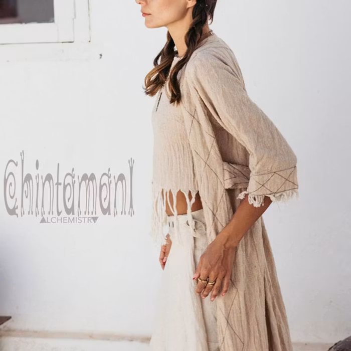 Khadi kimono long Natural - Chintamani Alchemi