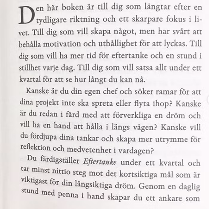 Bok "Eftertanke - 90 dagar med struktur & riktning" - Sofia Sivertsdotter