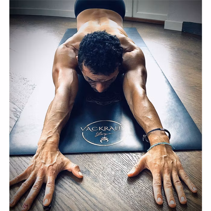 Yogamatta Chakra guld 183x61 cm 4 mm + Yogaväska - Vackraliv Yoga