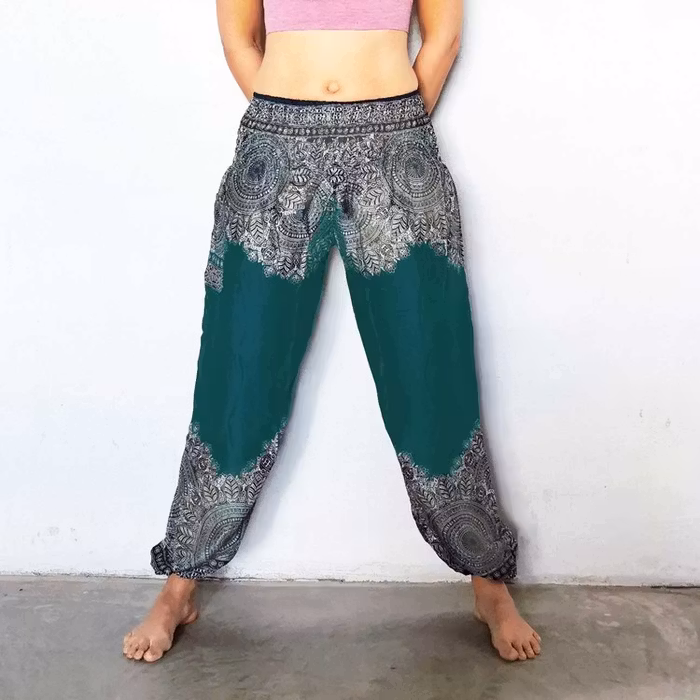 Relaxbyxa nr. 25 Raka teal/beige - Bohemian Harem