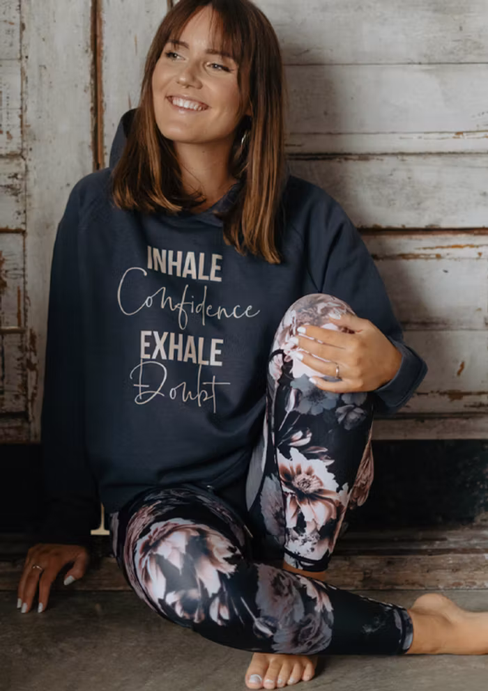 Hoodie "Inhale Confidence Exhale Doubt"  Ink grey - Soul Factory