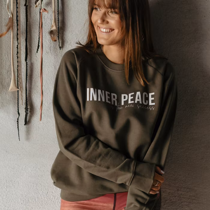 Sweatshirt Unisex "Inner peace is the new success" Khaki - Soul Factory