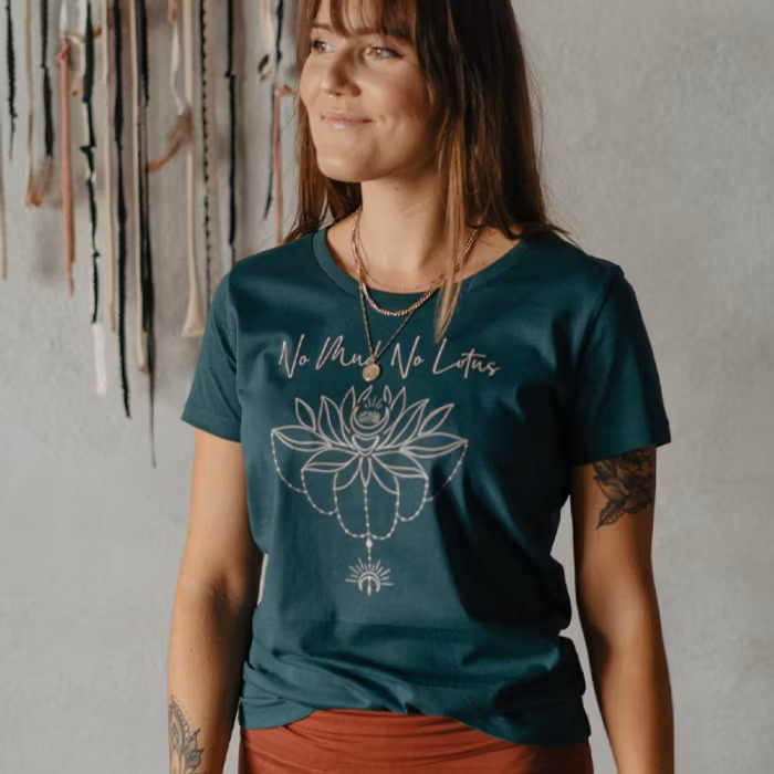 T-shirt "No Mud No Lotus" Glazed green - Soul Factory