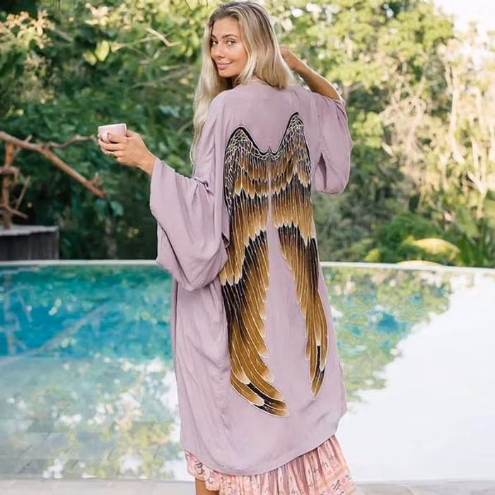 Everyday kimono "Violet Caramel Wings" - Warriors of the divine