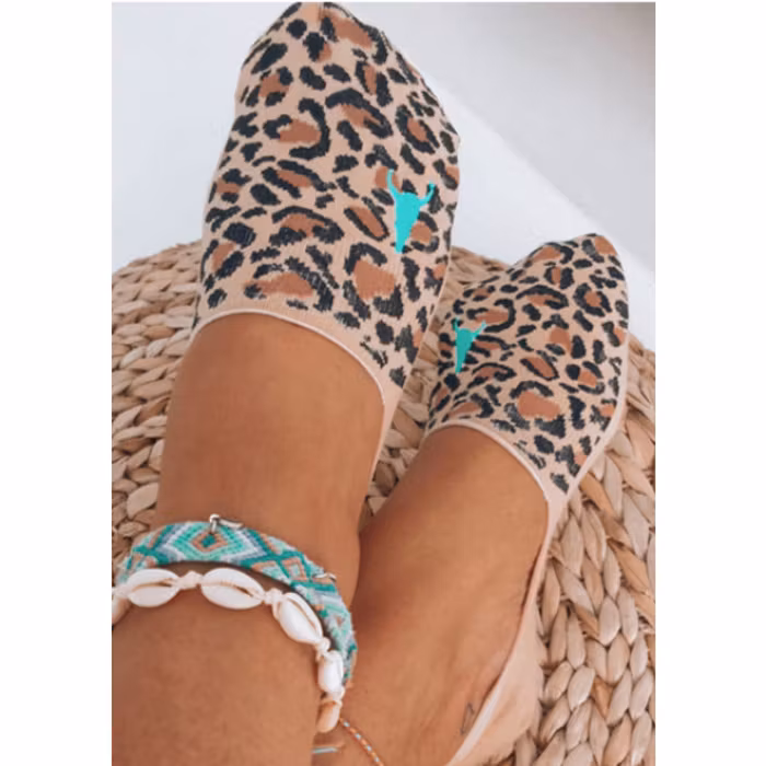 Strumpor/Sneakersocks Leopard Beige - Love Ibiza