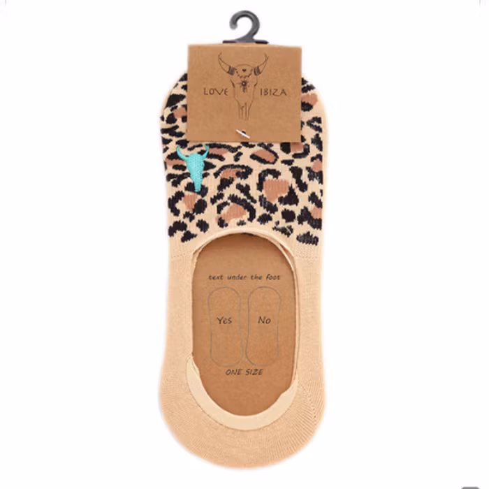 Strumpor/Sneakersocks Leopard Beige - Love Ibiza