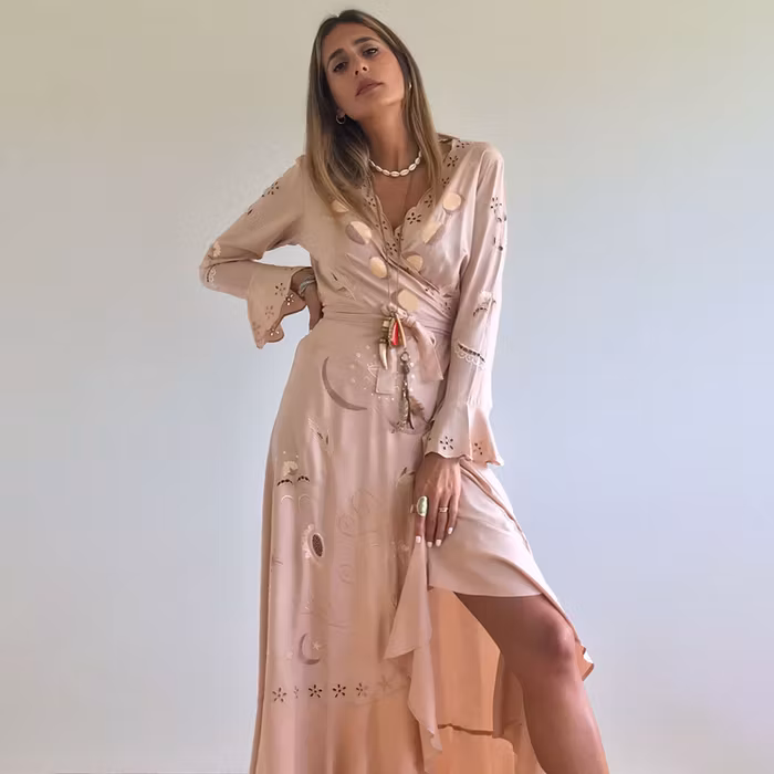 Klänning Moon Phase Maxi Wrap Dress Nude - Zaimara