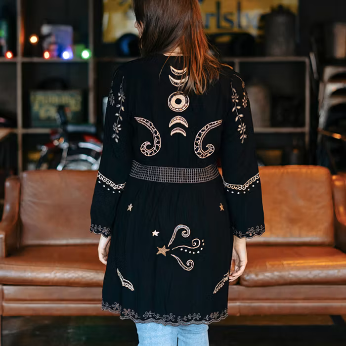 Kimono Angelina Duster Mini Black - Zaimara