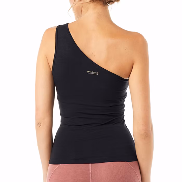 Yogalinne One Shoulder Top Black - Mandala