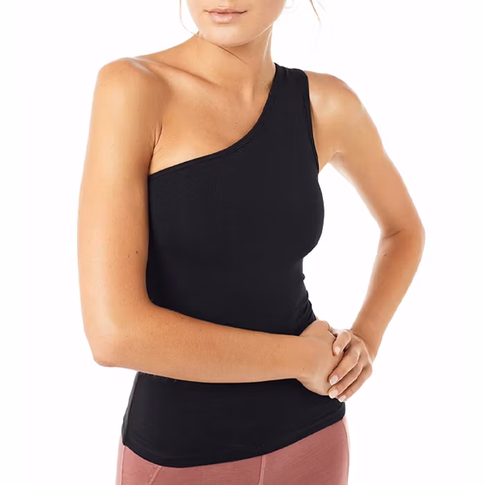 Yogalinne One Shoulder Top Black - Mandala