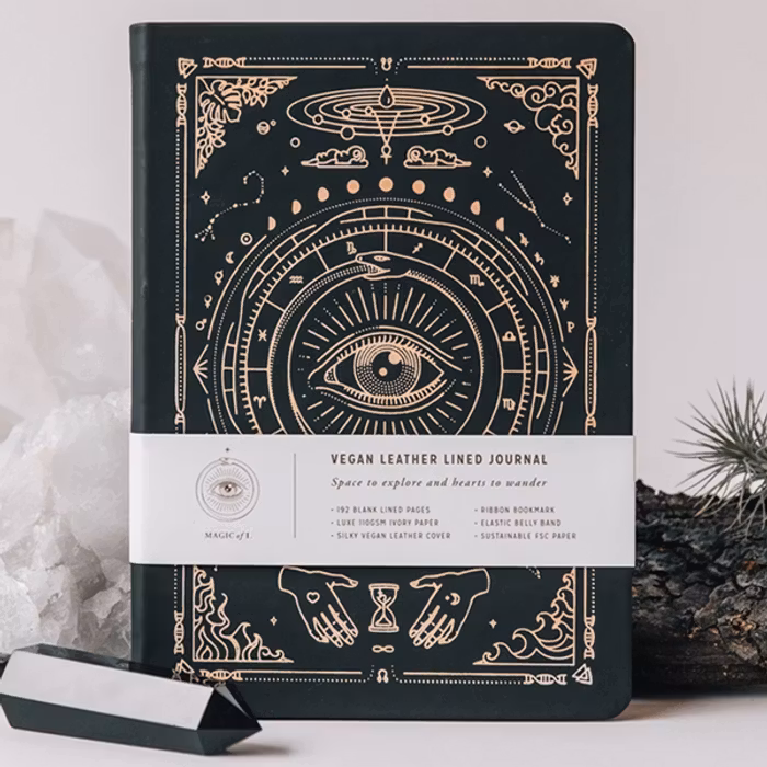 Journal Dagbok Vegan Leather Olinjerad Dagbok Black A5 - Magic of I
