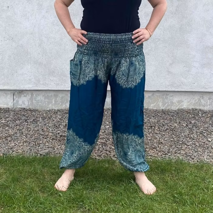 Relaxbyxa nr. 34 Teal/beige XXL - Bohemian Harem