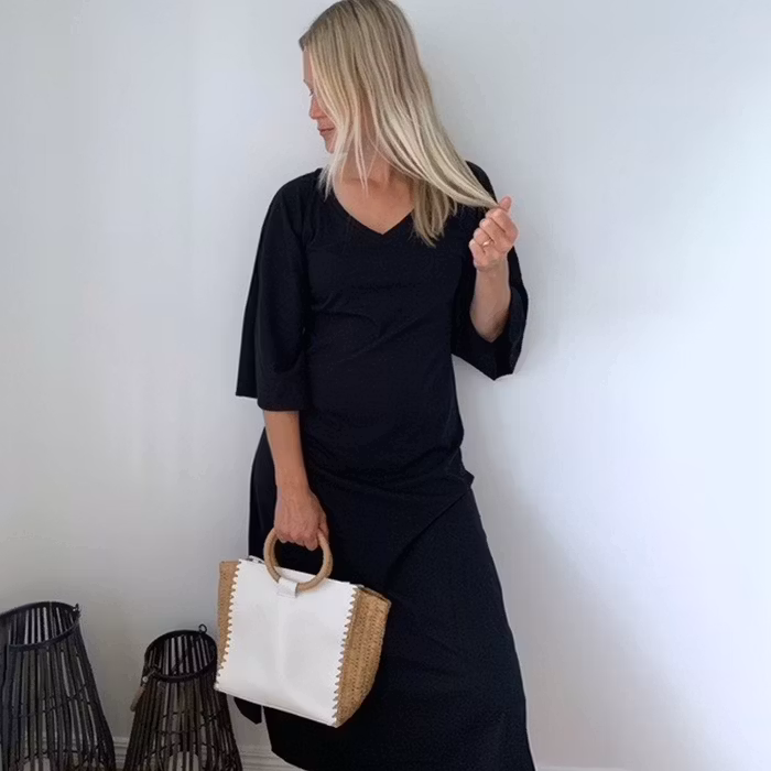 Ekologisk klänning/kaftan Peace black Limited Edition - Santa Ni