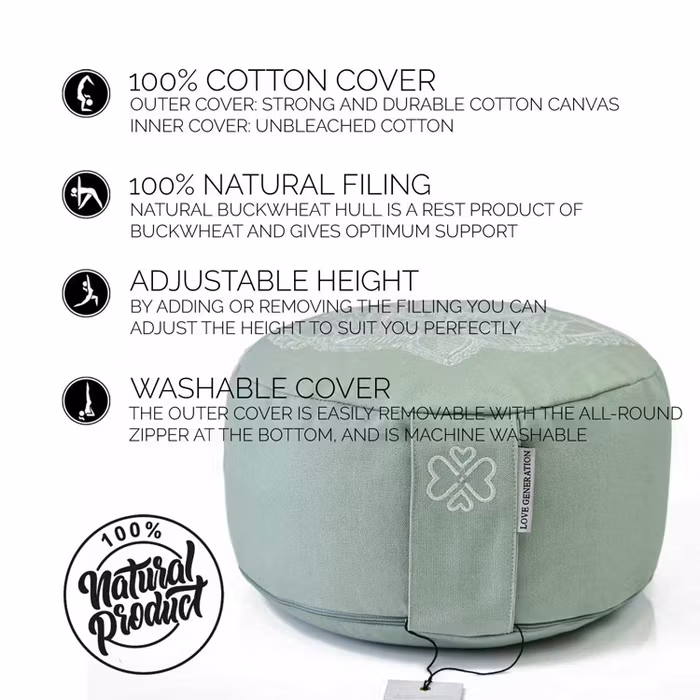 Meditationskudde Lotus Sage Green - Love Generation