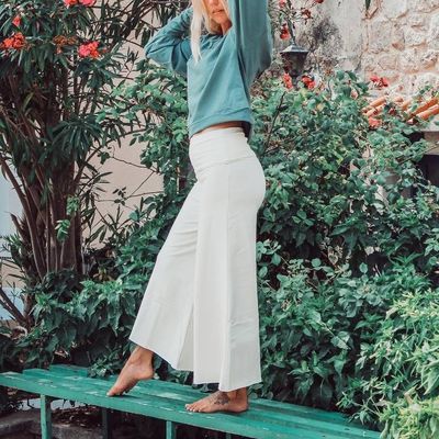 Byxor Wavy Cropped Ivory - Soul Factory
