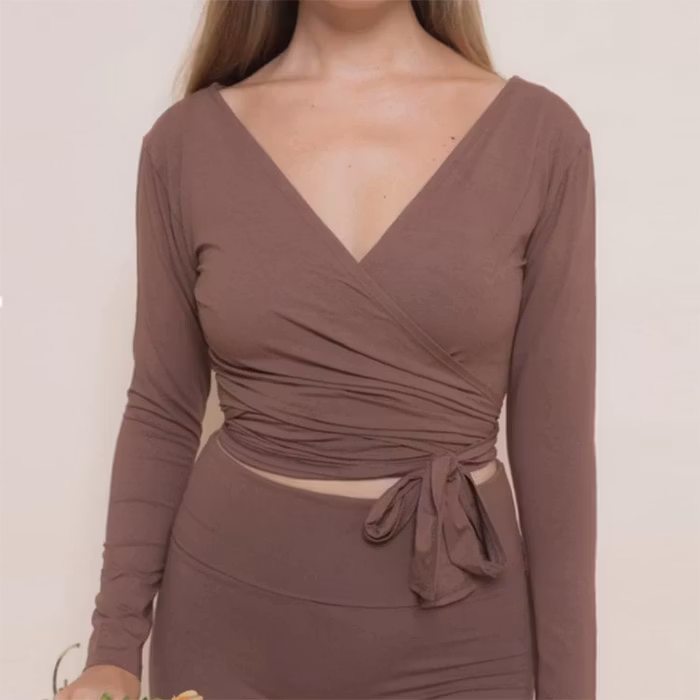 Yogatröja Agni Wrap Top Chocolate - Indigo Luna