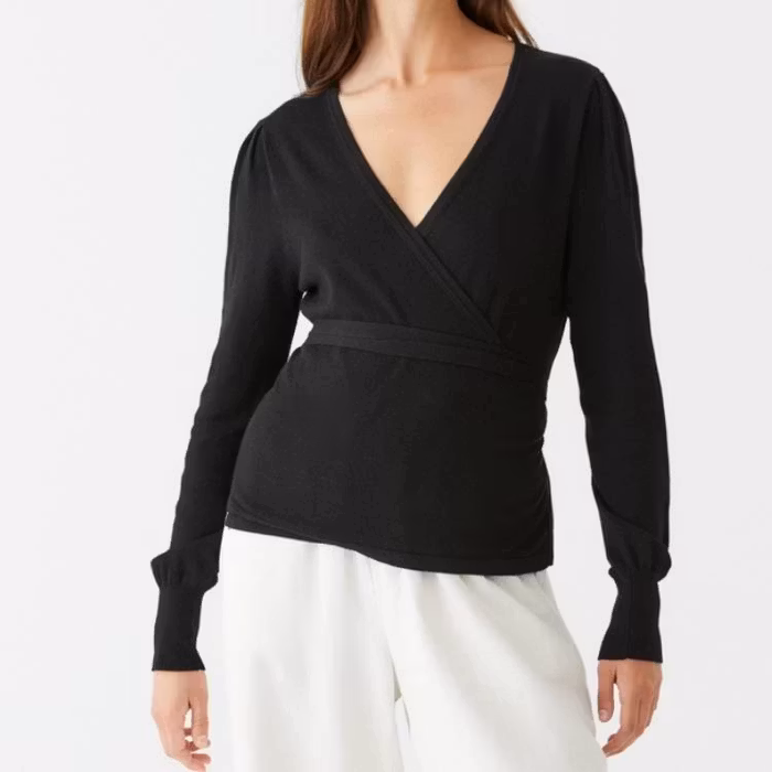 Jazmine Wrap Top Black - Movesgood