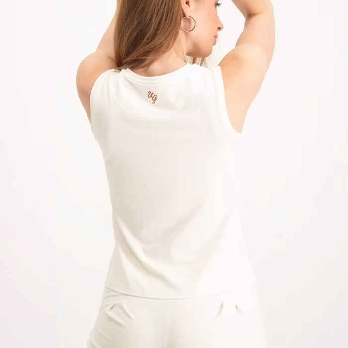 Yogalinne Karuna Loose Fit Tank Off White - Urban Goddess