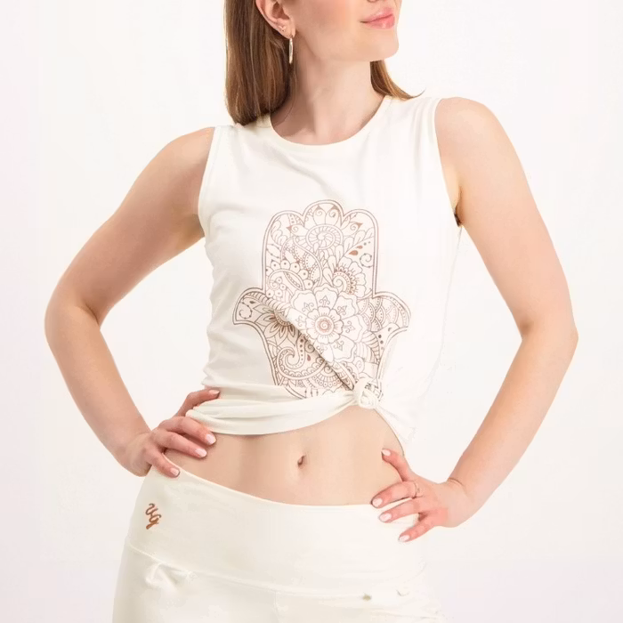 Yogalinne Karuna Loose Fit Tank Off White - Urban Goddess