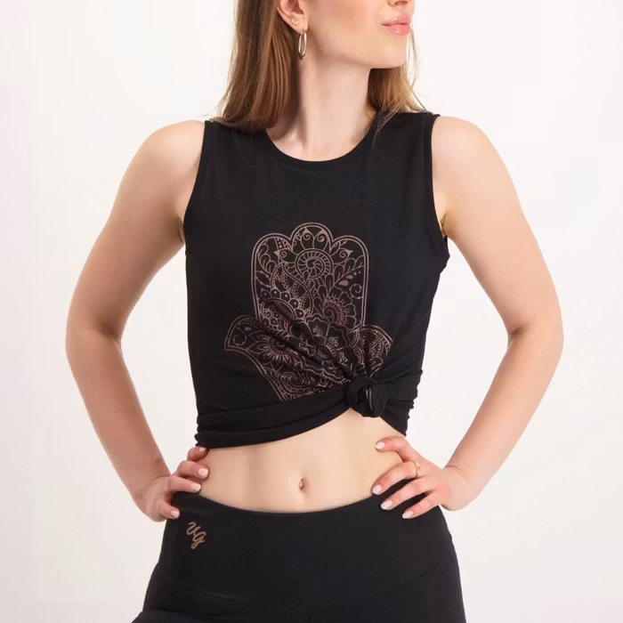 Yogalinne Karuna Loose Fit Tank Urban Black - Urban Goddess