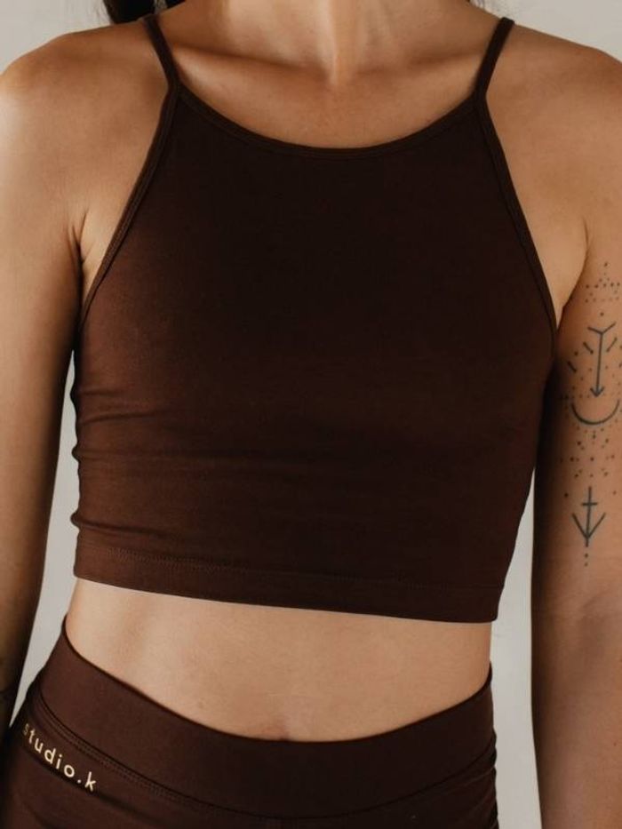 Yoga-BH Ester Bamboo Crop Top Chestnut - Studio K