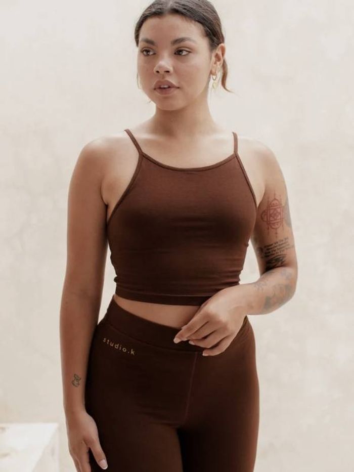 Yoga-BH Ester Bamboo Crop Top Chestnut - Studio K