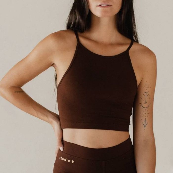 Yoga-BH Ester Bamboo Crop Top Chestnut - Studio K