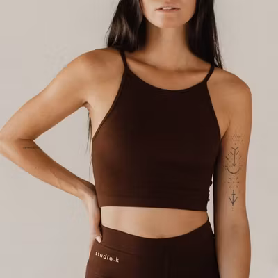 Yoga-BH Ester Bamboo Crop Top Chestnut - Studio K
