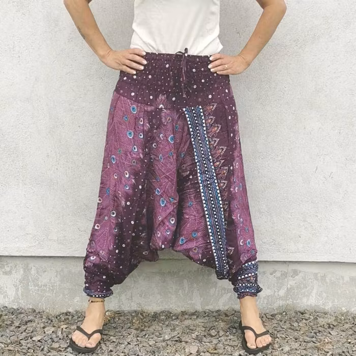 Haremsbyxa nr. 43 mörklila/cerise- Bohemian Harem